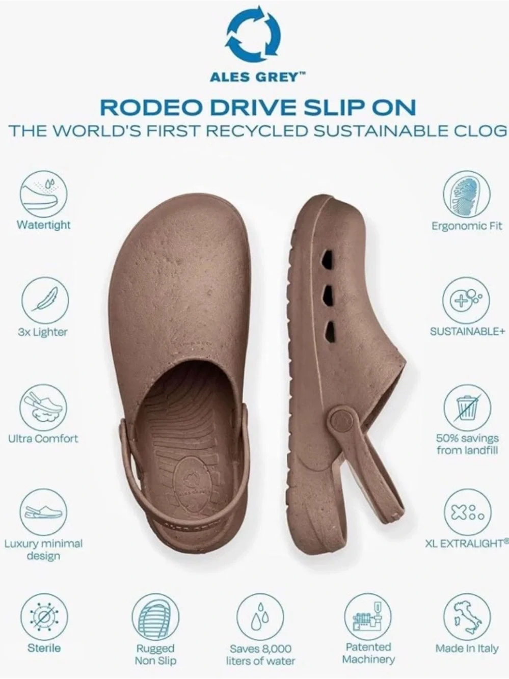 Men's Slip-On Backstrap Clogs in Taupe